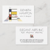 Kunstmonogram met neoplasticisme. Brief E Visitekaartje (Voorkant / Achterkant)