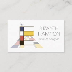 Kunstmonogram met neoplasticisme. Brief E Visitekaartje