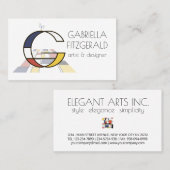 Kunstmonogram met neoplasticisme. Brief G Visitekaartje (Voorkant / Achterkant)