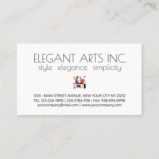 Kunstmonogram met neoplasticisme. Brief H Visitekaartje (Achterkant)