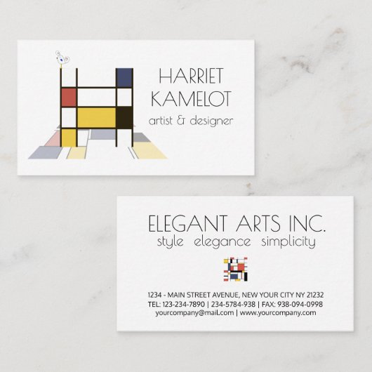 Kunstmonogram met neoplasticisme. Brief H Visitekaartje (Voorkant / Achterkant)