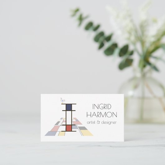 Kunstmonogram met neoplasticisme. Brief I Visitekaartje (Staand voorkant)