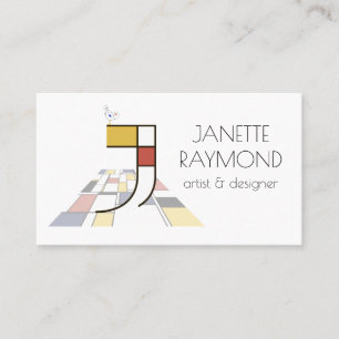 Kunstmonogram met neoplasticisme. Brief J Visitekaartje