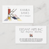 Kunstmonogram met neoplasticisme. Brief K Visitekaartje (Voorkant / Achterkant)