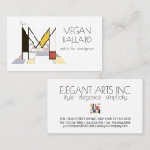 Kunstmonogram met neoplasticisme. Brief M Visitekaartje (Voorkant / Achterkant)