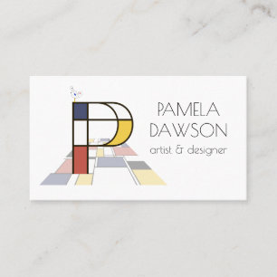 Kunstmonogram met neoplasticisme. Brief P Visitekaartje