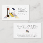 Kunstmonogram met neoplasticisme. Brief R Visitekaartje (Voorkant / Achterkant)