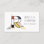Kunstmonogram met neoplasticisme. Brief R Visitekaartje (Voorkant)