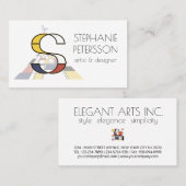 Kunstmonogram met neoplasticisme. Brief S Visitekaartje (Voorkant / Achterkant)