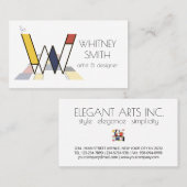 Kunstmonogram met neoplasticisme. Brief W Visitekaartje (Voorkant / Achterkant)