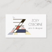 Kunstmonogram met neoplasticisme. Letter Z Visitekaartje (Voorkant)
