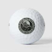Kunstmonogram van Medallion Raven Bird Golfballen (Voorkant)