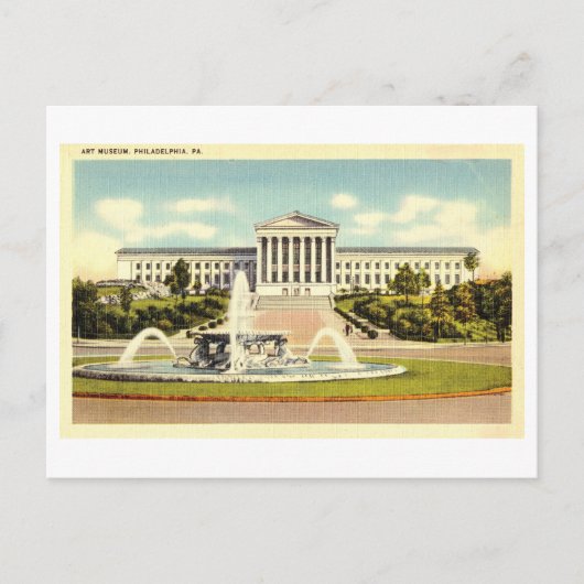 Kunstmuseum in Philadelphia, Pennsylvania, Vintage Briefkaart (Voorkant)