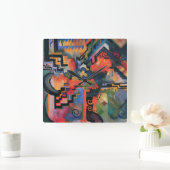 Kunstmuurklok "gekleurde samenstelling" vierkante klok (Huis)