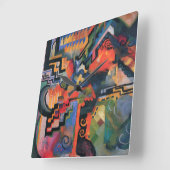 Kunstmuurklok "gekleurde samenstelling" vierkante klok (Hoek)
