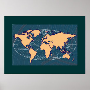 kunstmuurmuur van mapa-mundi poster