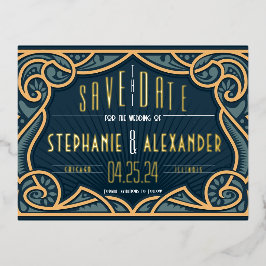 Kunstnieuwkaart van goud folie in art nouveau stij folie uitnodiging briefkaart