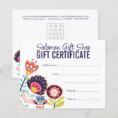 Kunstnijverheid winkel cadeaubon certificaat (Voorkant / Achterkant)