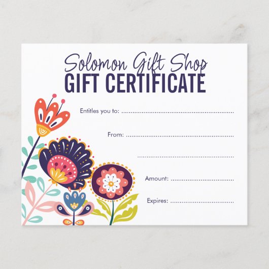 Kunstnijverheid winkel cadeaubon certificaat (Voorkant)