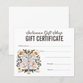 Kunstnijverheid winkel cadeaubon certificaat (Voorkant / Achterkant)