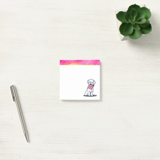 Kunstnotities voor roze en goudbichon post-it® notes (Kantoor)