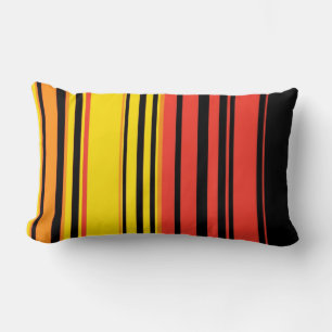 Kunstontwerp met gele, Oranje, zwarte Retro Stripe Kussen
