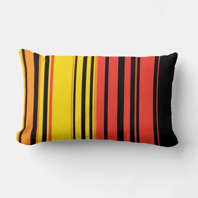 Kunstontwerp met gele, Oranje, zwarte Retro Stripe Kussen (Voorkant)