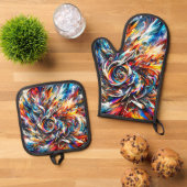 Kunstontwerp Ovenwant & Pannenlap Set (Top down)