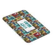 Kunstontwerp van dun dier collage Folk Magneet (Rechterzijde)