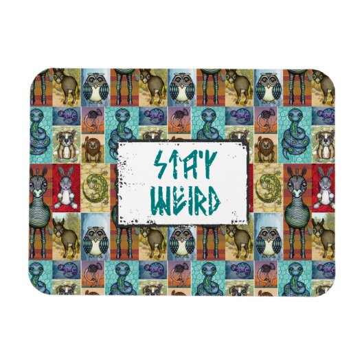 Kunstontwerp van dun dier collage Folk Magneet (Horizontaal)