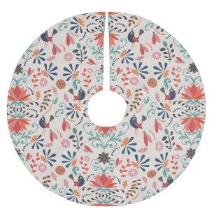 Kunstontwerp voor bloemenvolken met blauwe vogelbl kerstboom rok