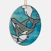 Kunstontwerp voor de Glas in lood van Orca Whale Keramisch Ornament (Rechts)