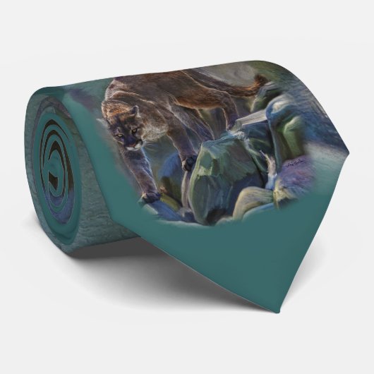 Kunstontwerp voor de prowling Cougar Mountain Lion Stropdas (Opgerold)