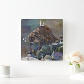 Kunstontwerp voor de prowling Cougar Mountain Lion Vierkante Klok (Huis)