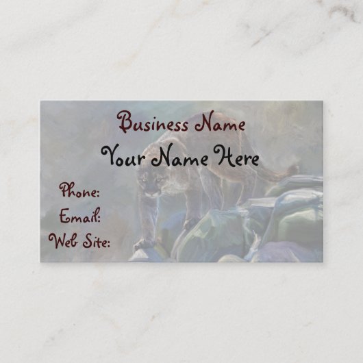 Kunstontwerp voor de prowling Cougar Mountain Lion Visitekaartje (Voorkant)