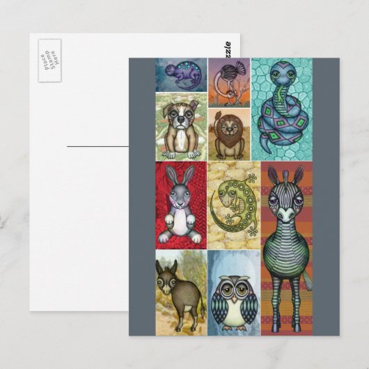 Kunstontwerp voor het collage-vouwschildpad briefkaart (Voorkant / Achterkant)