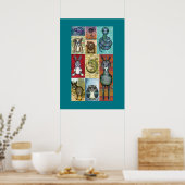 Kunstontwerp voor het collage-vouwschildpad poster (Keuken)