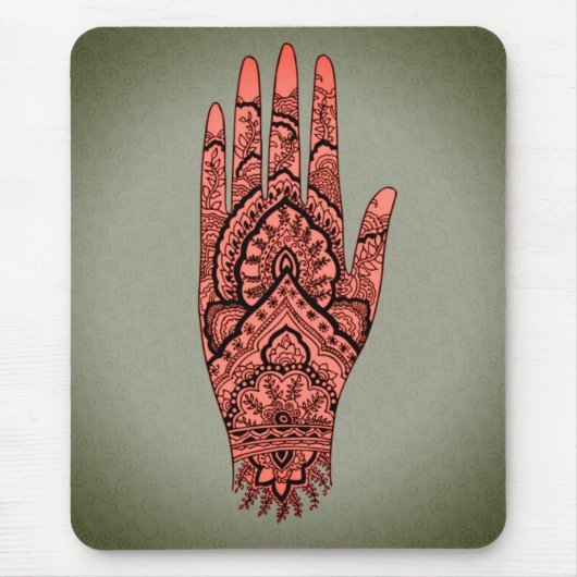Kunstontwerp voor het Tattoo van de Mehndi Hand Muismat (Voorkant)