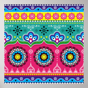 Kunstontwerp voor Indiase en Pakistaanse vrachtwag Poster