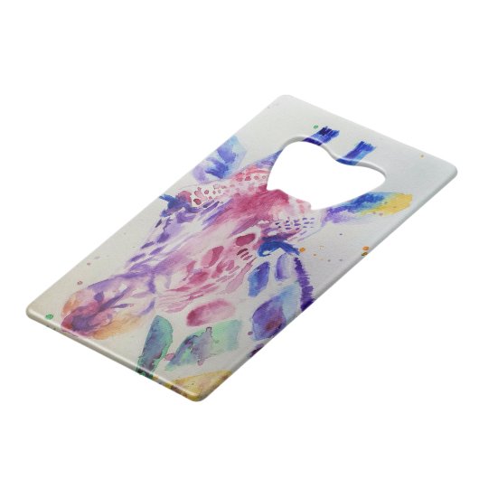 Kunstontwerp voor kleurrijke Giraffe Dierlijke Wat Creditkaart Flessenopener (Voorkant Gekanteld)