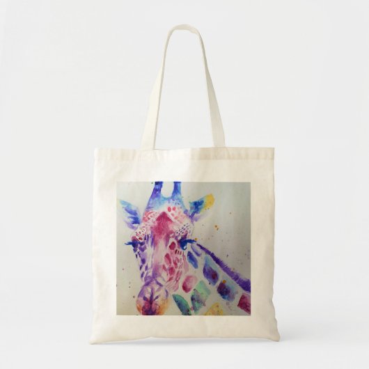 Kunstontwerp voor kleurrijke Giraffe Dierlijke Wat Tote Bag (Voorkant)