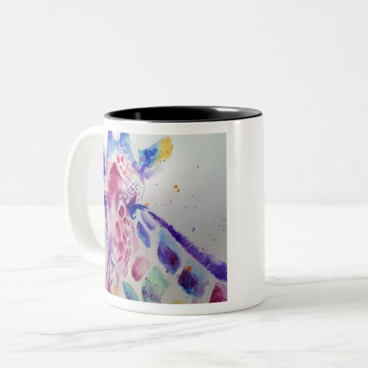 Kunstontwerp voor kleurrijke Giraffe Dierlijke Wat Tweekleurige Koffiemok (Voorkant links)