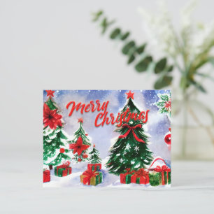 Kunstontwerp voor prettige kerstWaterverf Aankondigingskaart