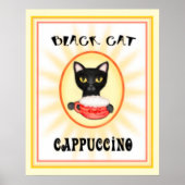  kunstontwerp voor zwarte kat Cappuccino Poster (Voorkant)