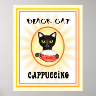  kunstontwerp voor zwarte kat Cappuccino Poster