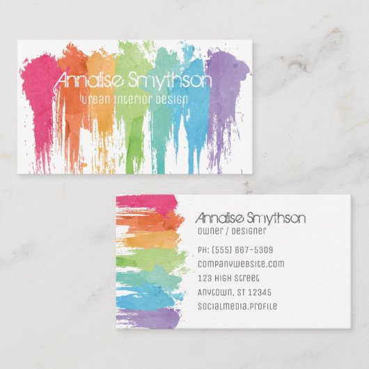 Kunstontwerper kunstenaar Verf Splash Modern Visitekaartje (Voorkant / Achterkant)