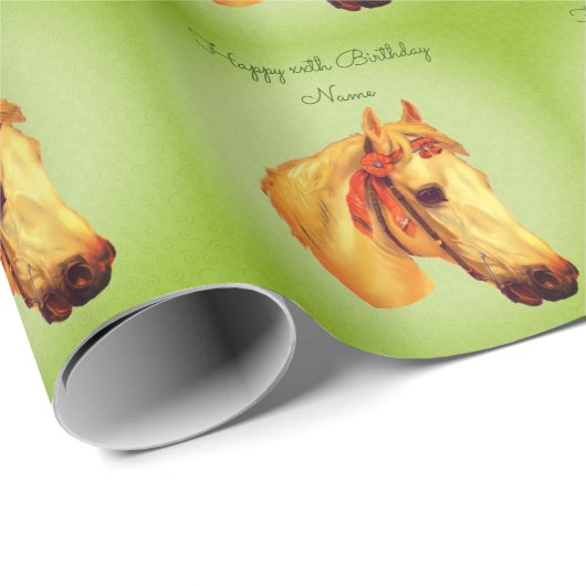  Kunstpaarden Hoofd Aangepaste verjaardag Cadeaupapier (Rol Hoek)