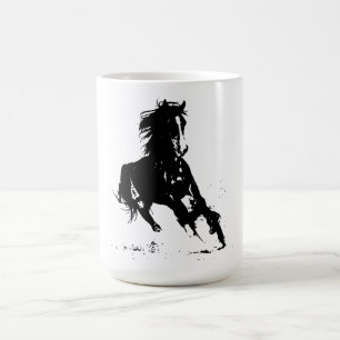 Kunstpaarden met zwarte en witte Pop Koffiemok
