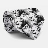 Kunstpaarden met zwarte en witte Pop Stropdas (Opgerold)