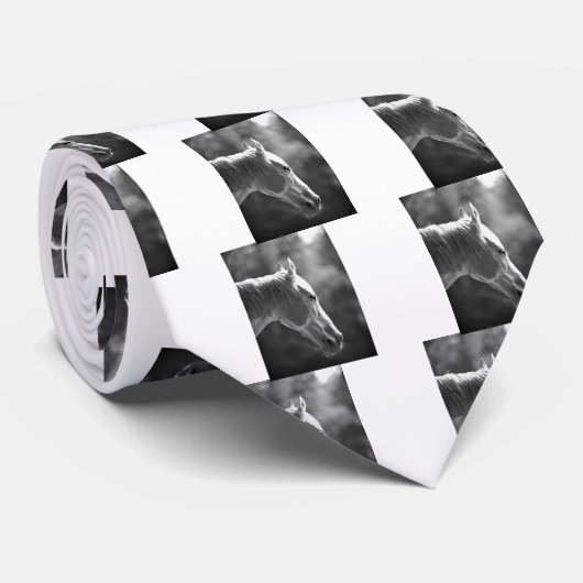 Kunstpaarden met zwarte en witte Pop Stropdas (Opgerold)